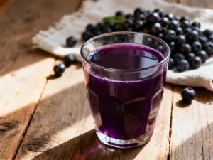 Świeży sok z selera w szklance na drewnianym stole, obok łodygi selera i limonka w słonecznej kuchni.